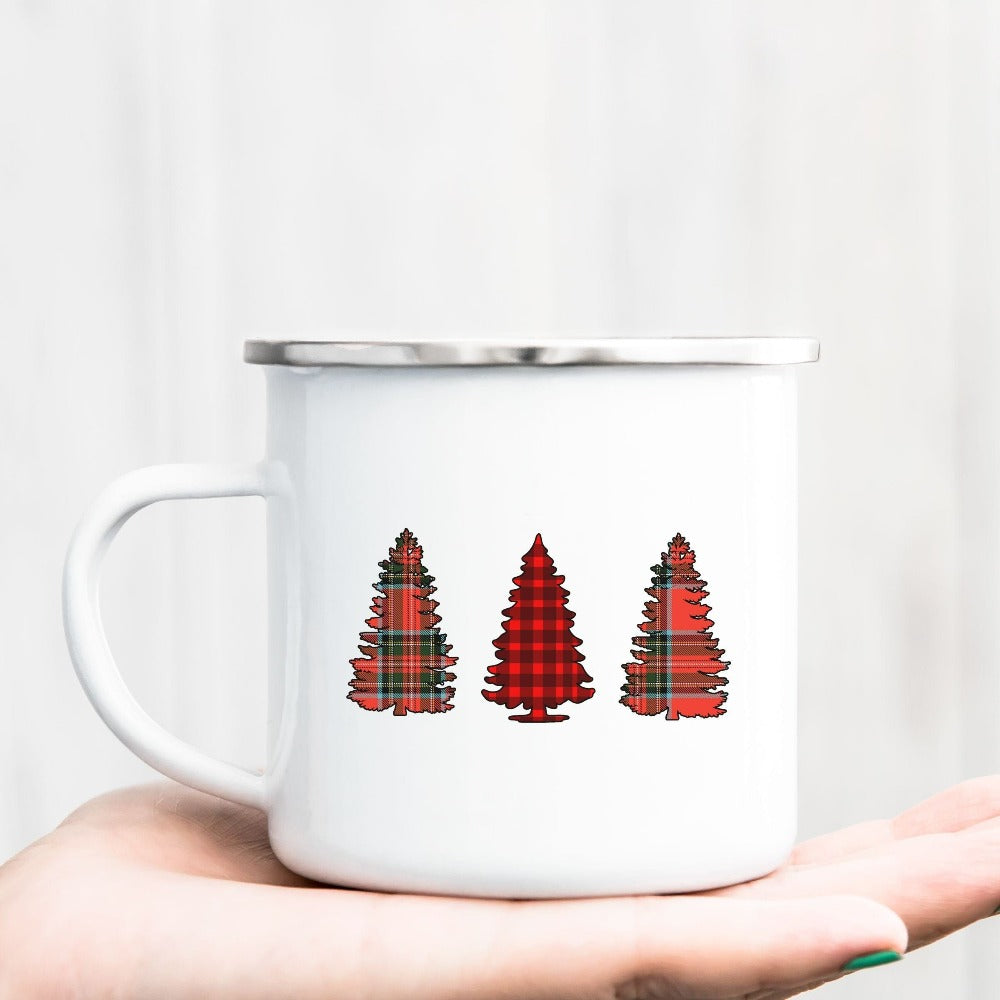 Christmas Coffee Mug, Buffalo Plaid Christmas Tree Mug, Hot Chocolate Mug, Xmas Stocking Stuffer Gift, Cute Winter Break Teacher Gift, Holiday Cup
