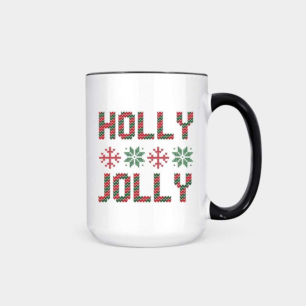 Christmas Coffee Mug, Hot Chocolate Christmas Mug, Winter Holiday Cups, Holiday Gift Exchange Ideas, Christmas Enamel Mug, Santa Holly Jolly Mug