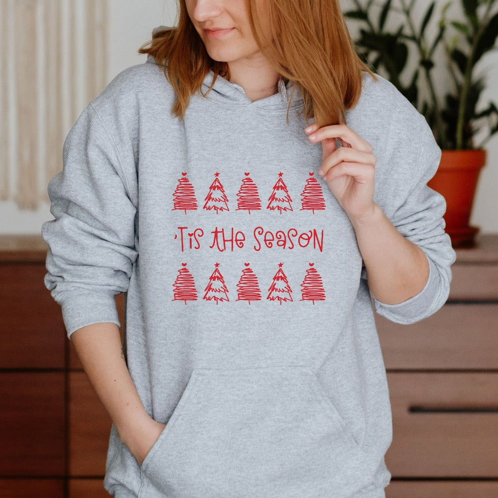 Christmas Crewneck Sweatshirt, Festive Tis The Season Christmas Tree Sweatshirt, Family Holiday Sweater, Christmas Top Apparel