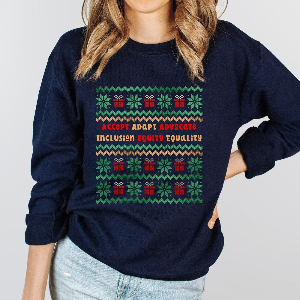 Christmas Crewneck Sweatshirt for SPED Teacher, Equality Shirt for Christmas, Matching Christmas Vacation Shirt, ABA Christmas Gift