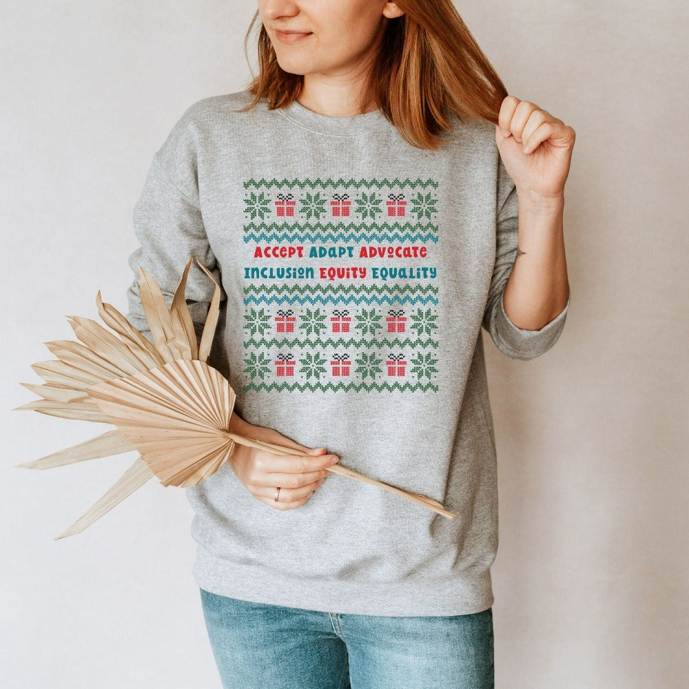 Christmas Crewneck Sweatshirt for SPED Teacher, Equality Shirt for Christmas, Matching Christmas Vacation Shirt, ABA Christmas Gift