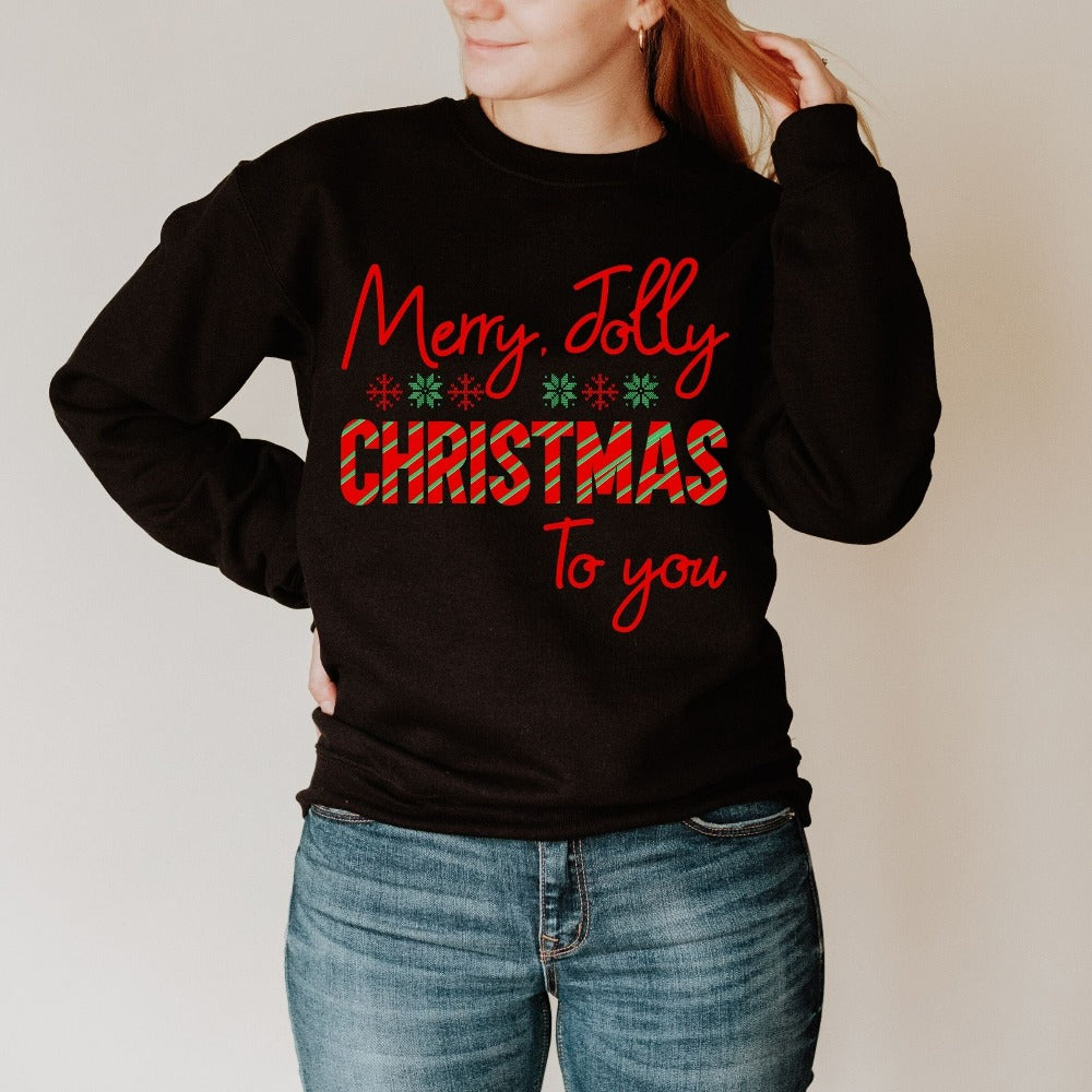 Christmas Family Sweatshirt, Christmas Greeting Shirt, Ugly Christmas Sweater, Xmas Stocking Stuffer, Cute Holiday Outfit for Ladies