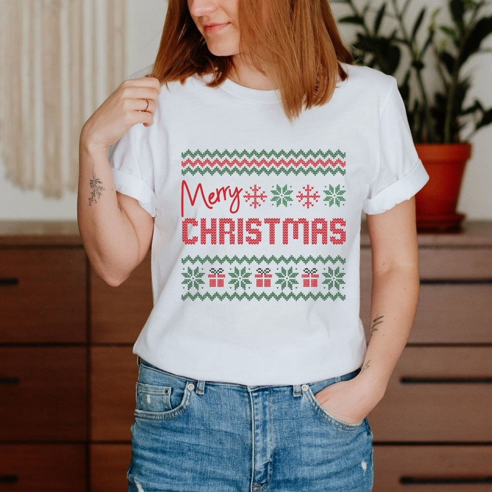 Christmas Family TShirt, Matching Christmas Eve Shirt, Womens Xmas Vacation Tees, Christmas T-shirt for Sister Daughter Bestie, Holiday Party Outfit