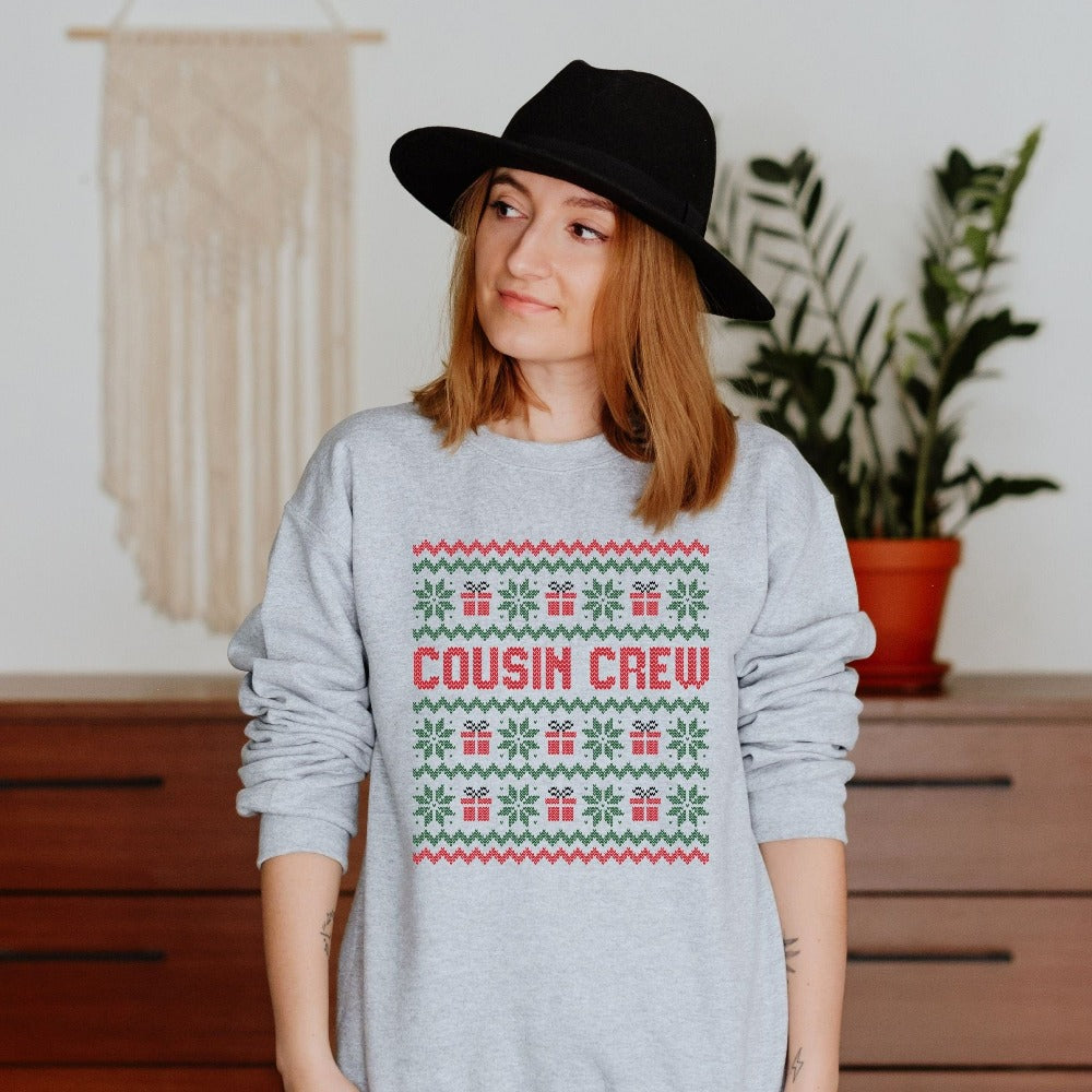 Christmas Gift for Cousins, Christmas Crewneck Sweatshirt, Women's Holiday Sweatshirt, Matching Cousin Christmas Shirt, Nephew Niece Top