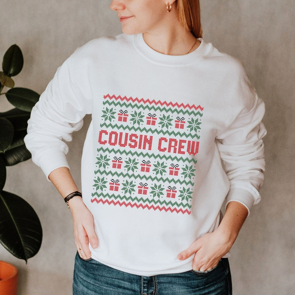 Christmas Gift for Cousins, Christmas Crewneck Sweatshirt, Women's Holiday Sweatshirt, Matching Cousin Christmas Shirt, Nephew Niece Top