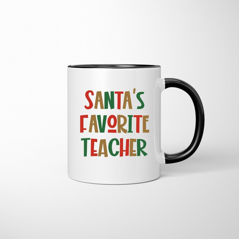 Teacher Christmas Mug, Christmas Gift for Teacher, Funny I'm Santa's Favorite Coffee Mug, Appreciation Mug for Favorite Teacher, Teacher Christmas Cup Ideas