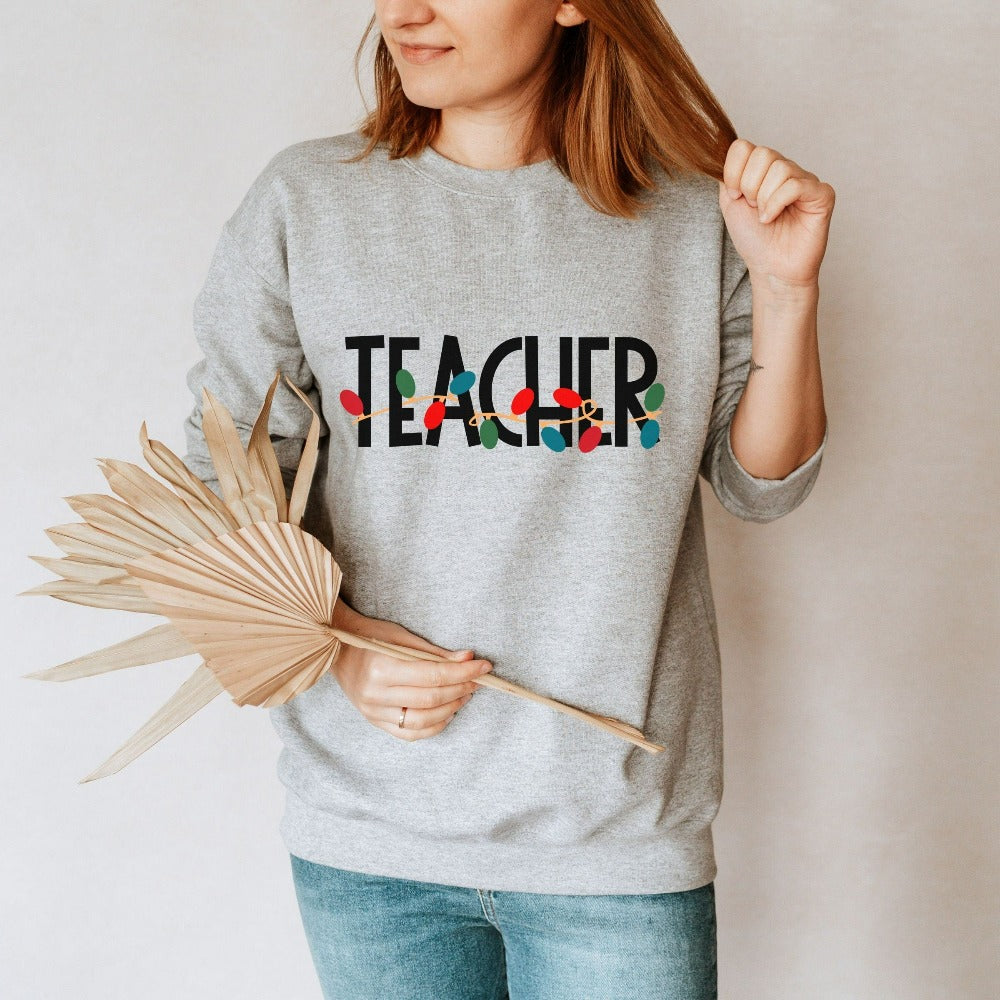 Christmas Gift for Teacher, Kindergarten Teacher Gift Idea, Merry Christmas Women's Crewneck Sweater, Ugly Christmas Party Outfits
