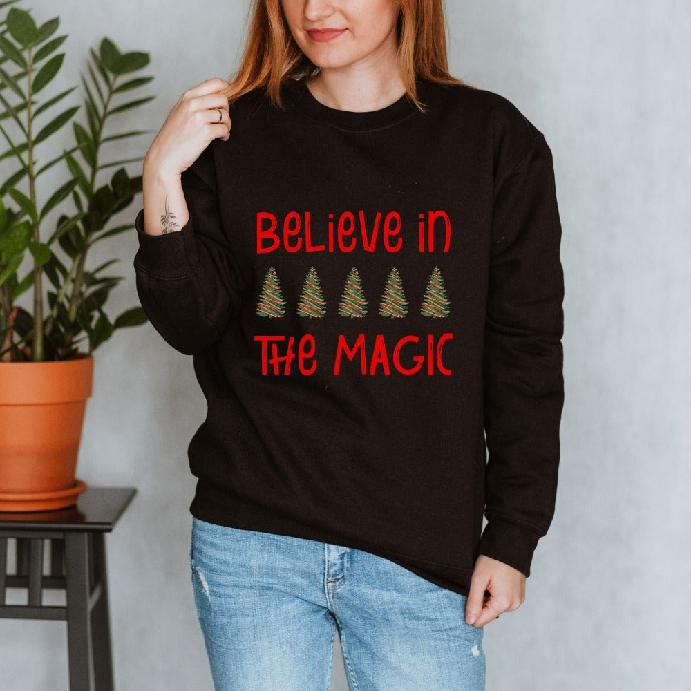 Christmas Holiday Apparel, Womens Christmas Sweater, Believe Santa Shirt, Family Festive Season Outfit, Magical Christmas Gift Ideas