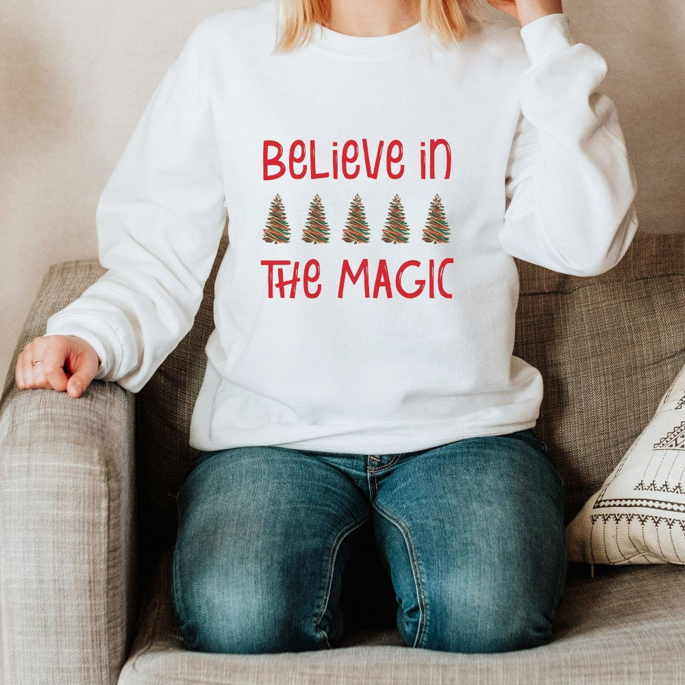 Christmas Holiday Apparel, Womens Christmas Sweater, Believe Santa Shirt, Family Festive Season Outfit, Magical Christmas Gift Ideas