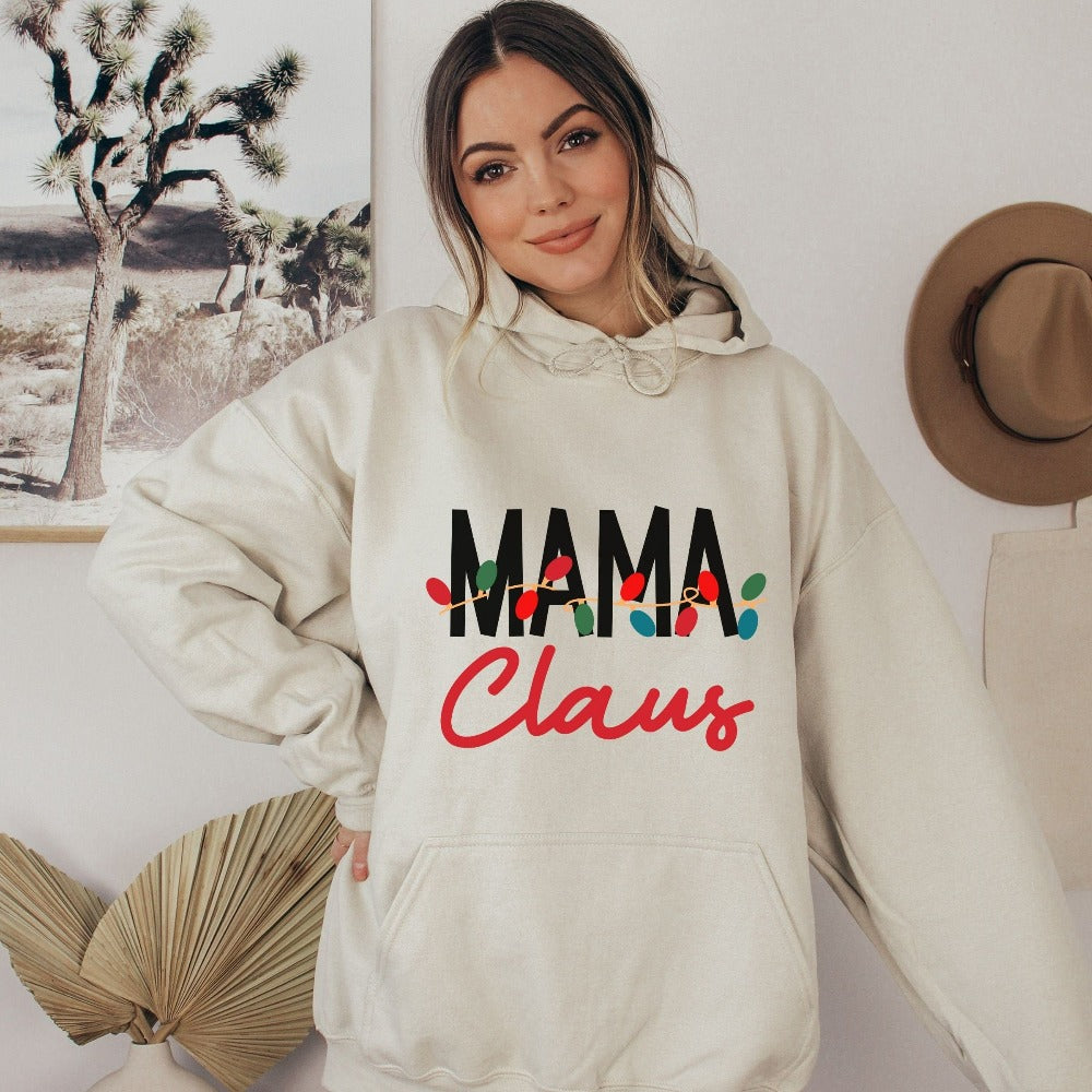 Christmas Holiday Sweatshirt, Mama Claus Christmas Sweater, Winter Holiday Christmas Gift for Mom, Funny Christmas Party Santa Gifts