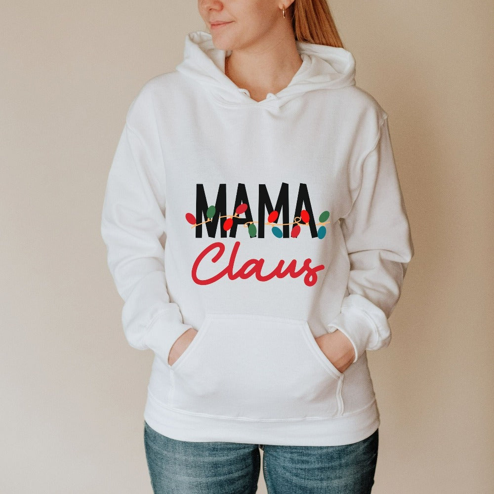 Christmas Holiday Sweatshirt, Mama Claus Christmas Sweater, Winter Holiday Christmas Gift for Mom, Funny Christmas Party Santa Gifts