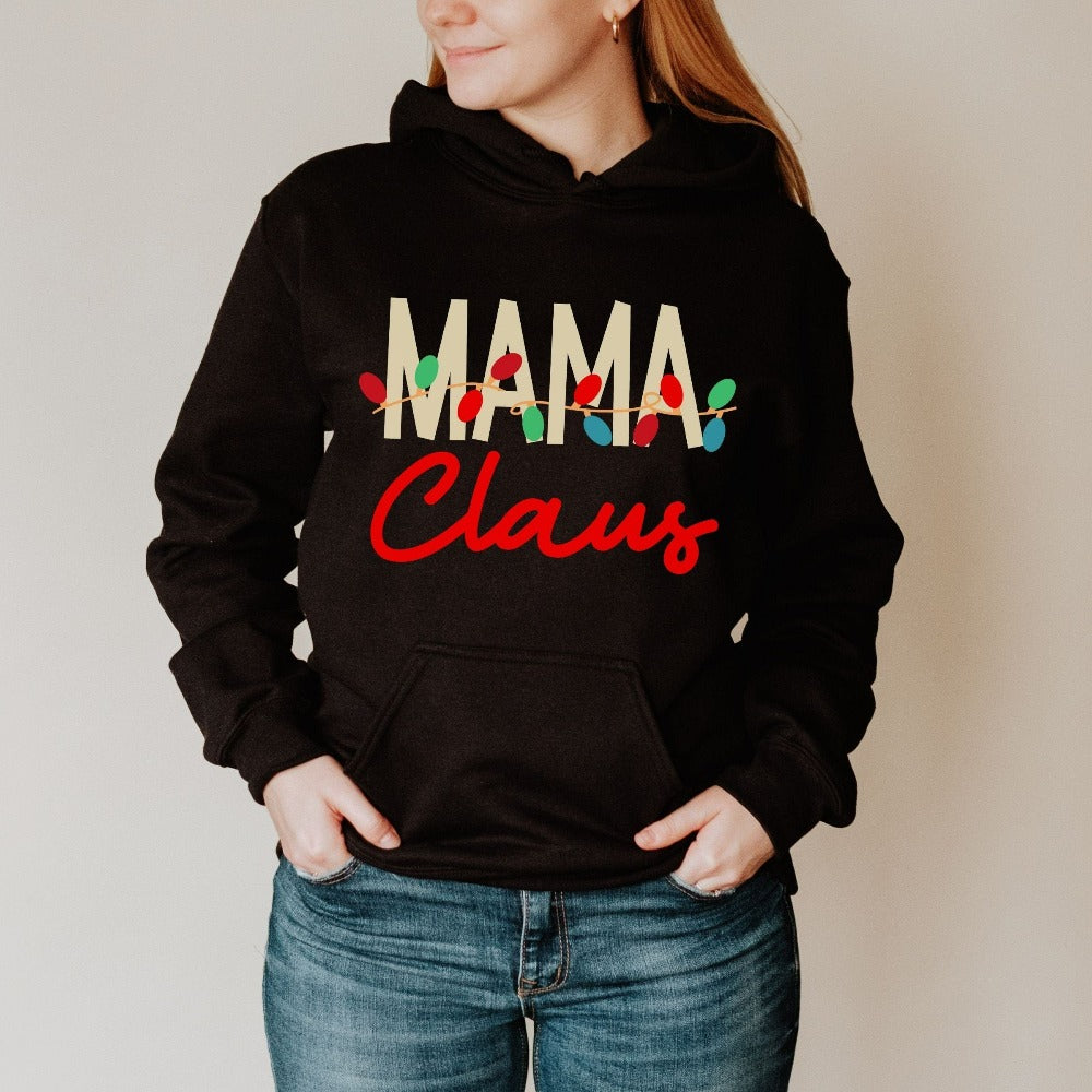 Christmas Holiday Sweatshirt, Mama Claus Christmas Sweater, Winter Holiday Christmas Gift for Mom, Funny Christmas Party Santa Gifts