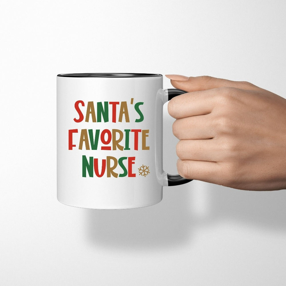 Christmas Mug for Nurses, Santa's Favorite Nurse Mug, Nursing Student Graduate Xmas Present from Mom Dad, Nurse Stocking Stuffer Gift
