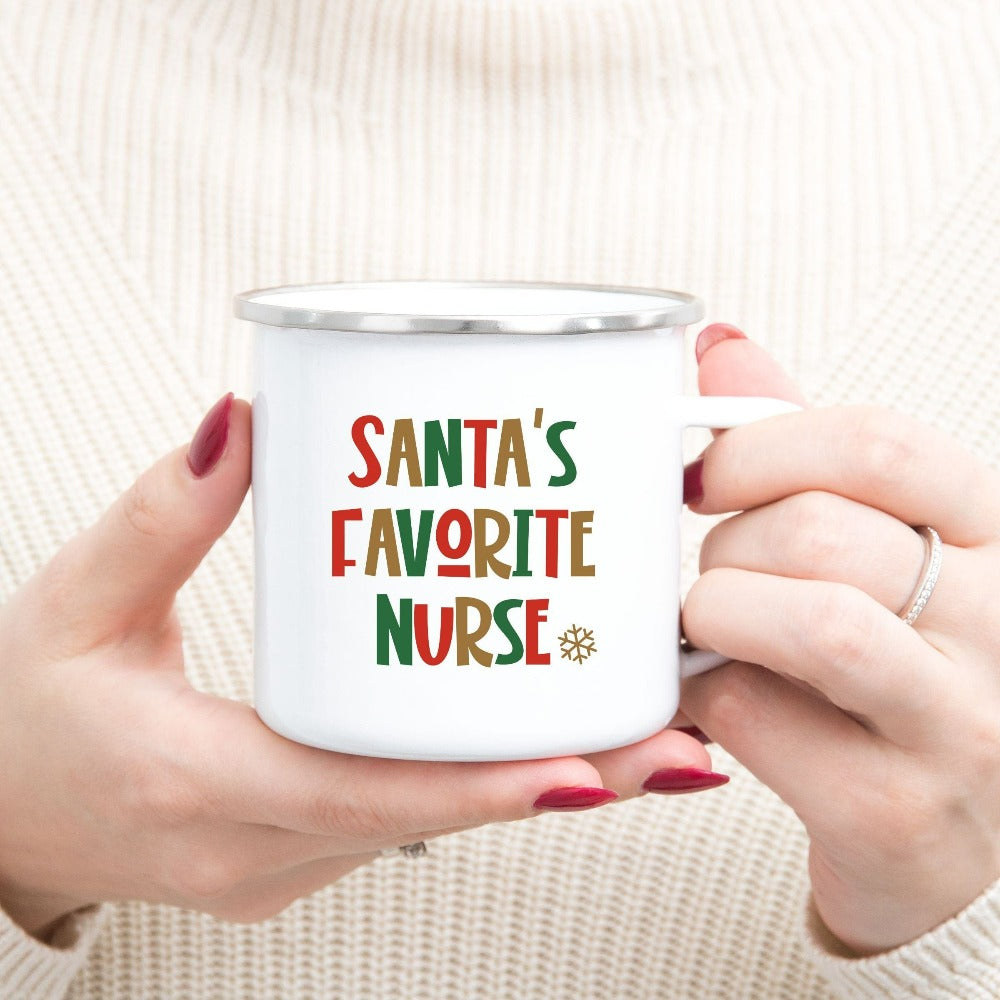 Christmas Mug for Nurses, Santa's Favorite Nurse Mug, Nursing Student Graduate Xmas Present from Mom Dad, Nurse Stocking Stuffer Gift