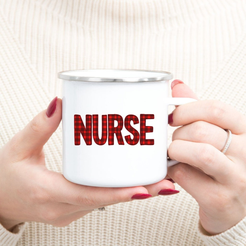 Christmas Nurse Mugs, RN Nurse Christmas Gift, Funny Nurse Mug for Christmas, Holiday Mug, Registered Nurse Cup, Christmas Coffee Mug, Buffalo Plaid Cup