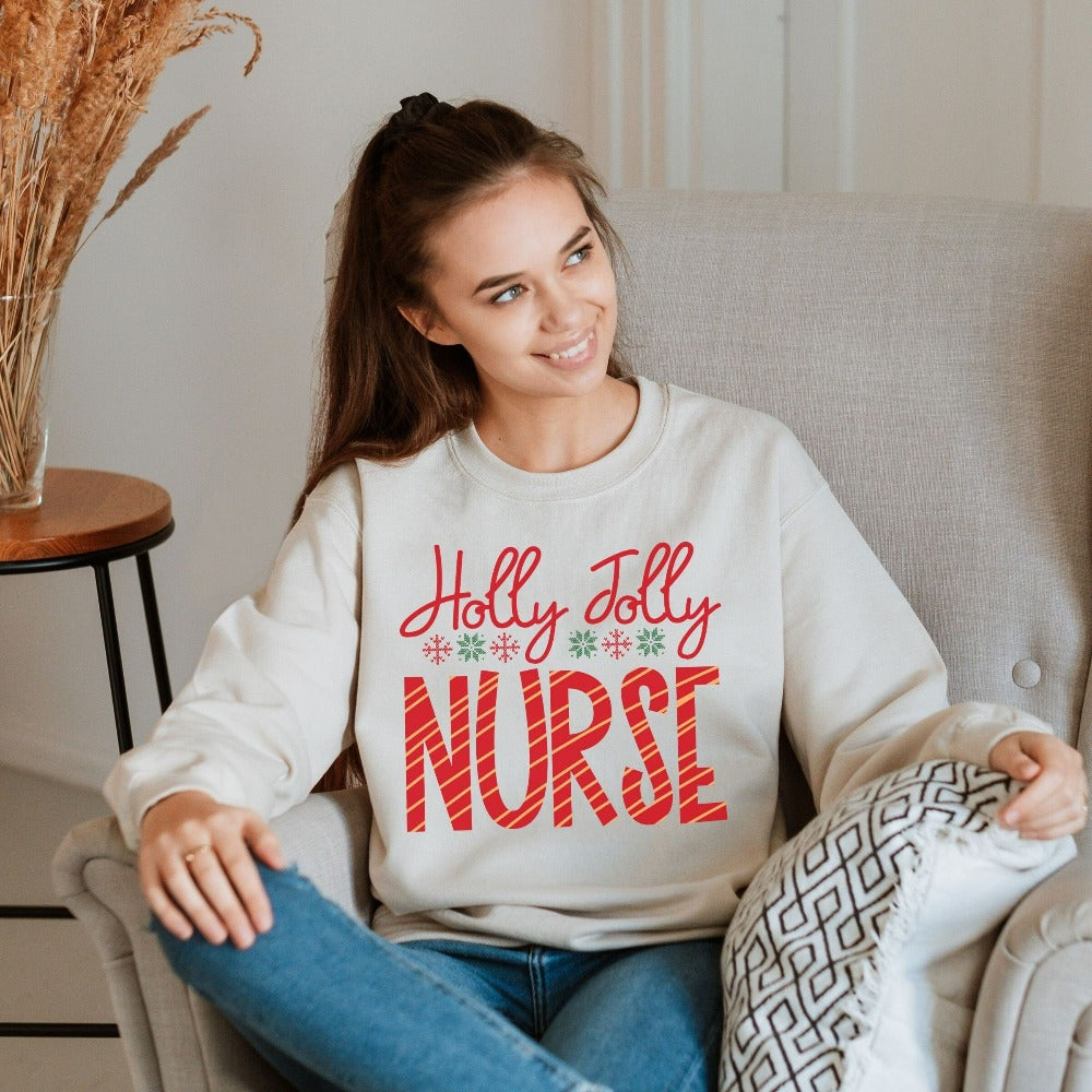 Christmas Nurse Sweater, Holly Jolly Winter Sweater, Holiday Gifts ER Nurse, Christmas Nurse Sweatshirt, CNA New Nurse Crew Xmas Top, Nurse Christmas Top