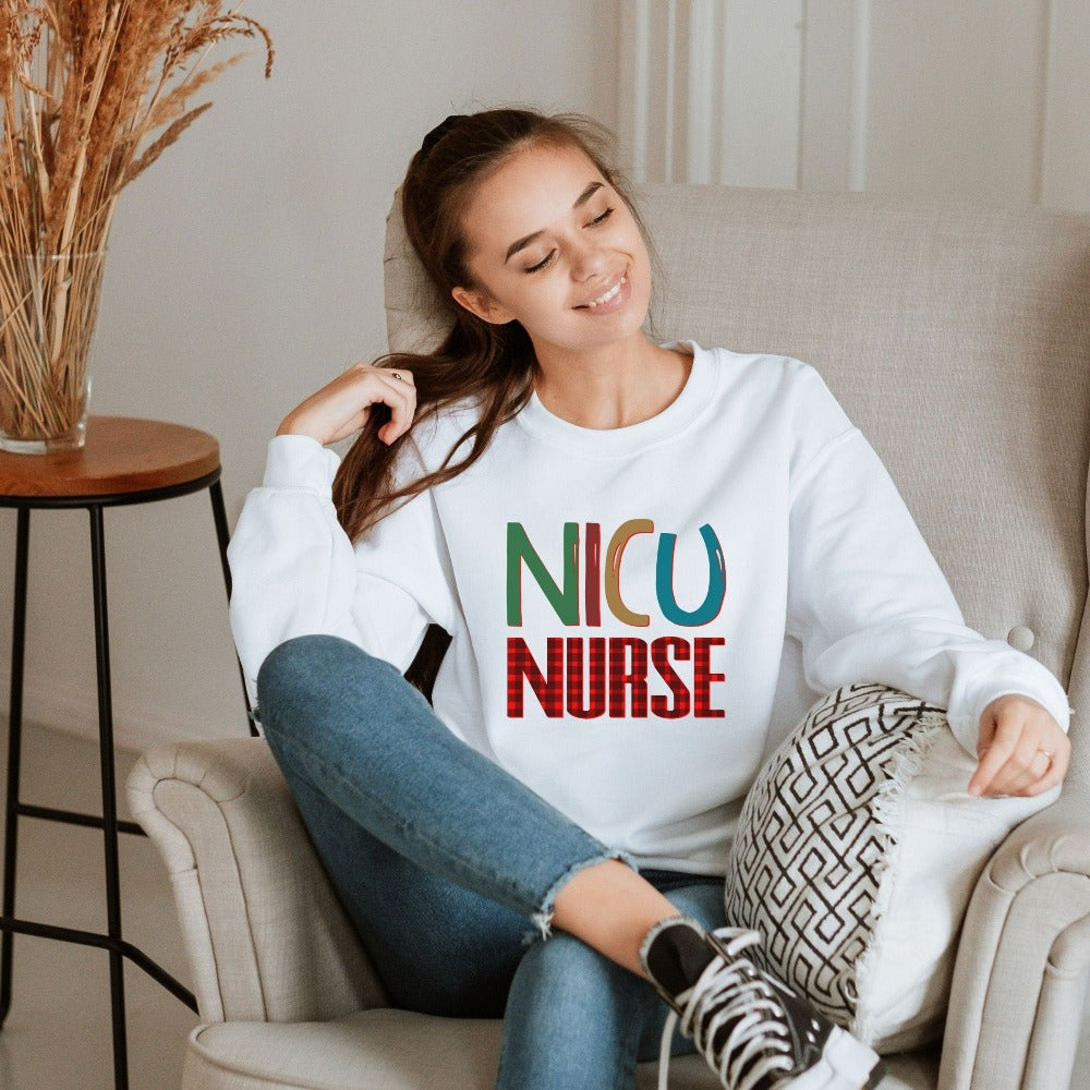 NICU Nurse Buffalo Plaid Sweatshirt – Jonomea - Main Image