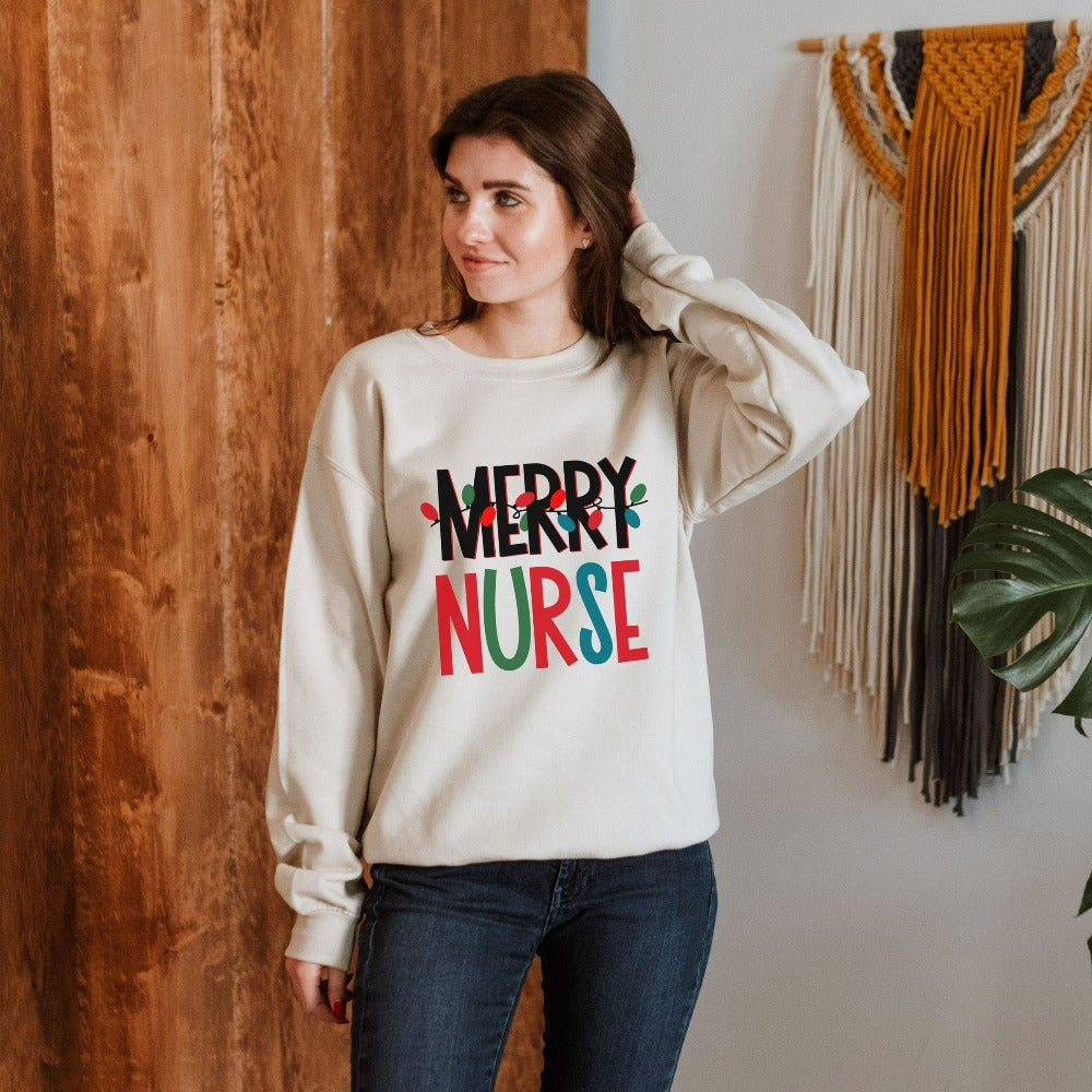 Christmas Sweater Nursing Crewneck Sweatshirt Christmas Nurse