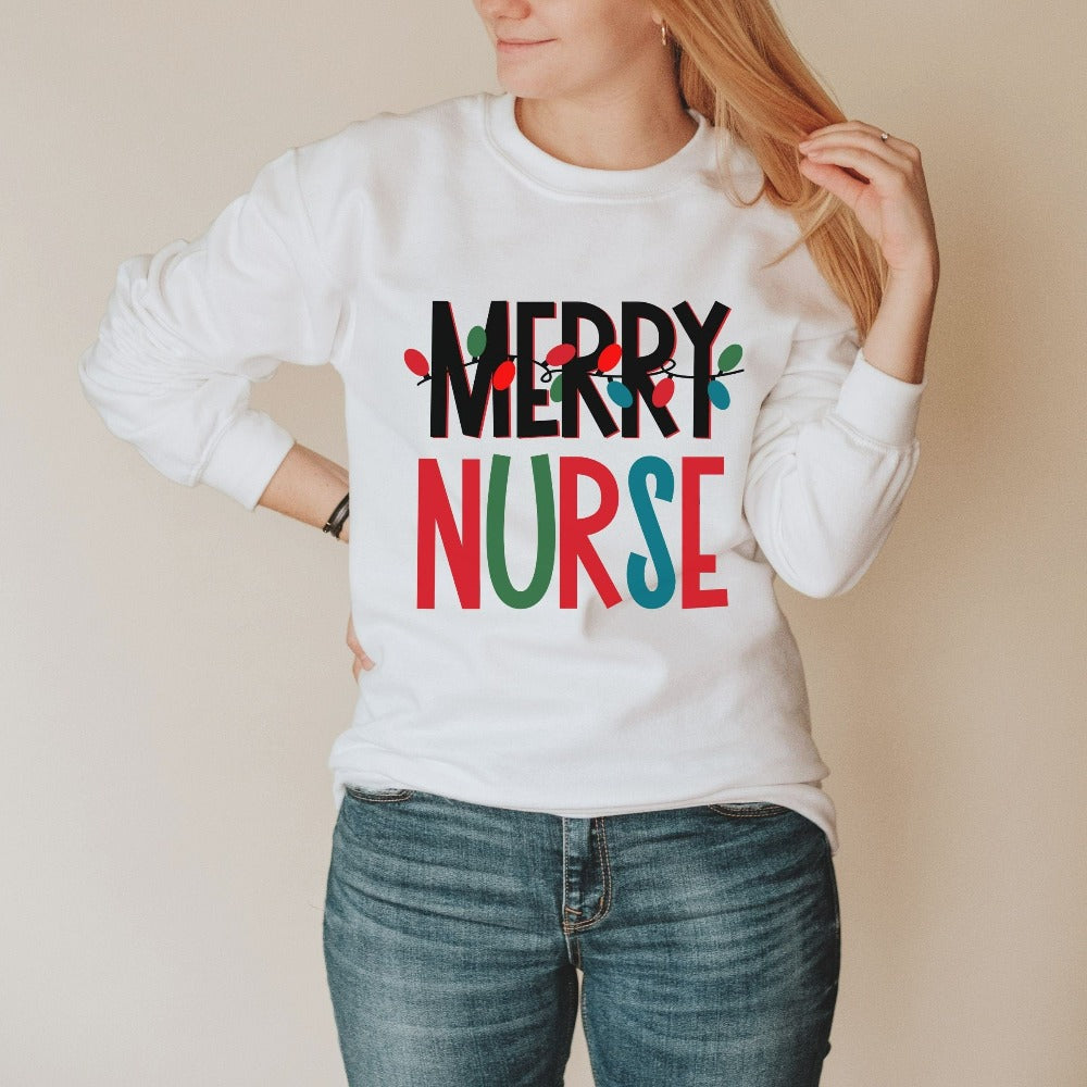 Christmas Nurse Sweatshirt, Merry Christmas Gifts for Nursing Graduate, Future Nurse Graduating Gift, ER EN Nurse Christmas Sweater