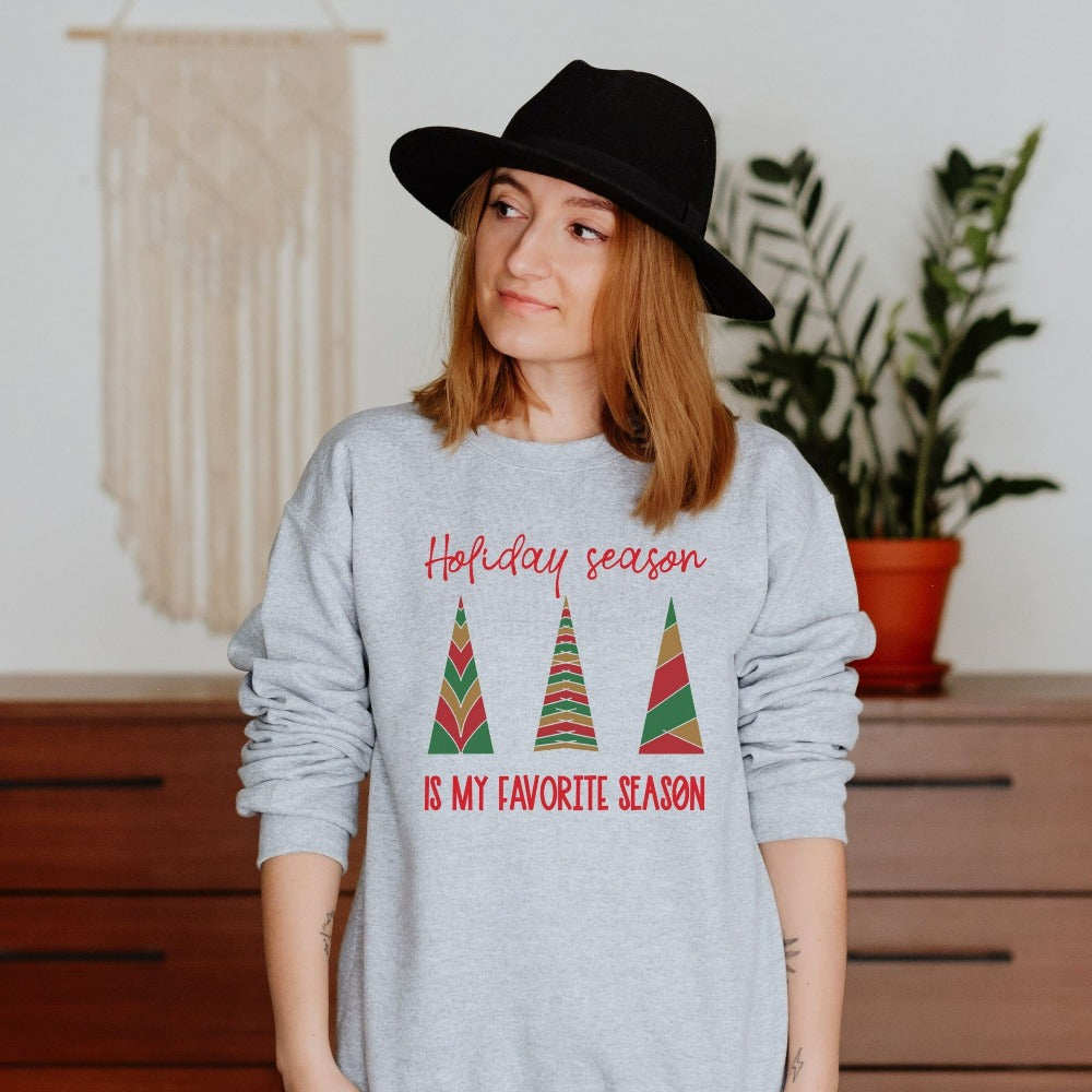 Christmas Season Sweatshirt, Christmas Tree Sweater, Unisex Adult Holiday Tops, Christmas Party Ugly Sweater, Cute Family Xmas Gift