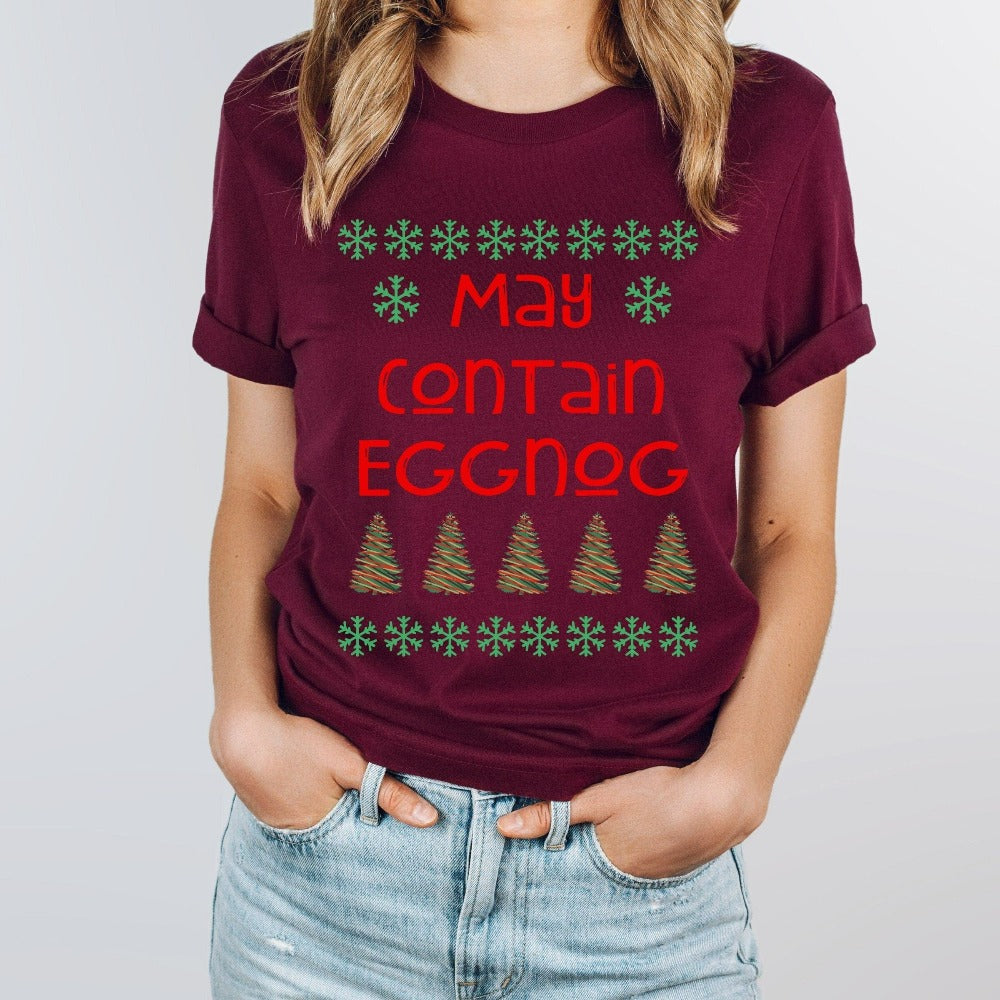 Christmas Shirt for Women, Eggnog Christmas T-shirt, Group Christmas Party Shirt, Funny Holiday Tees, Family Gift for Christmas, Xmas Tees