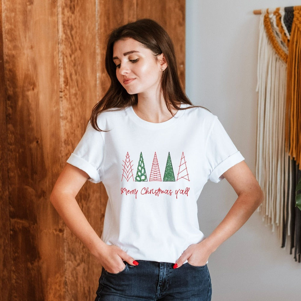 Christmas Shirt, Matching Family Holiday Pajama Tops, Christmas Trees Shirt, T-shirts for Christmas Party, Graphic Xmas Tees