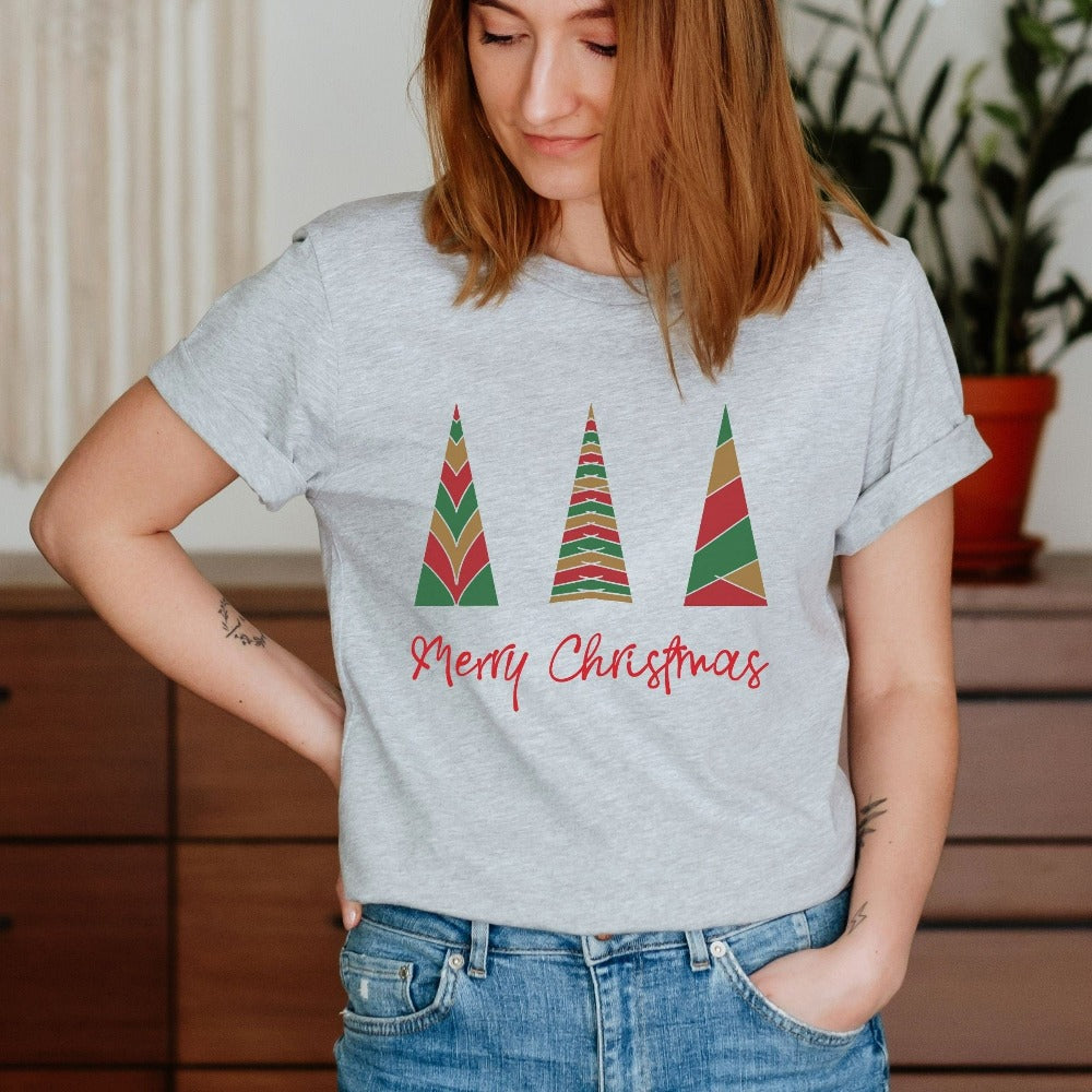 Christmas Shirt, Winter holiday Christmas Trees TShirts, Matching Family Xmas Group Gift, Funny Christmas Graphic Tees for Her