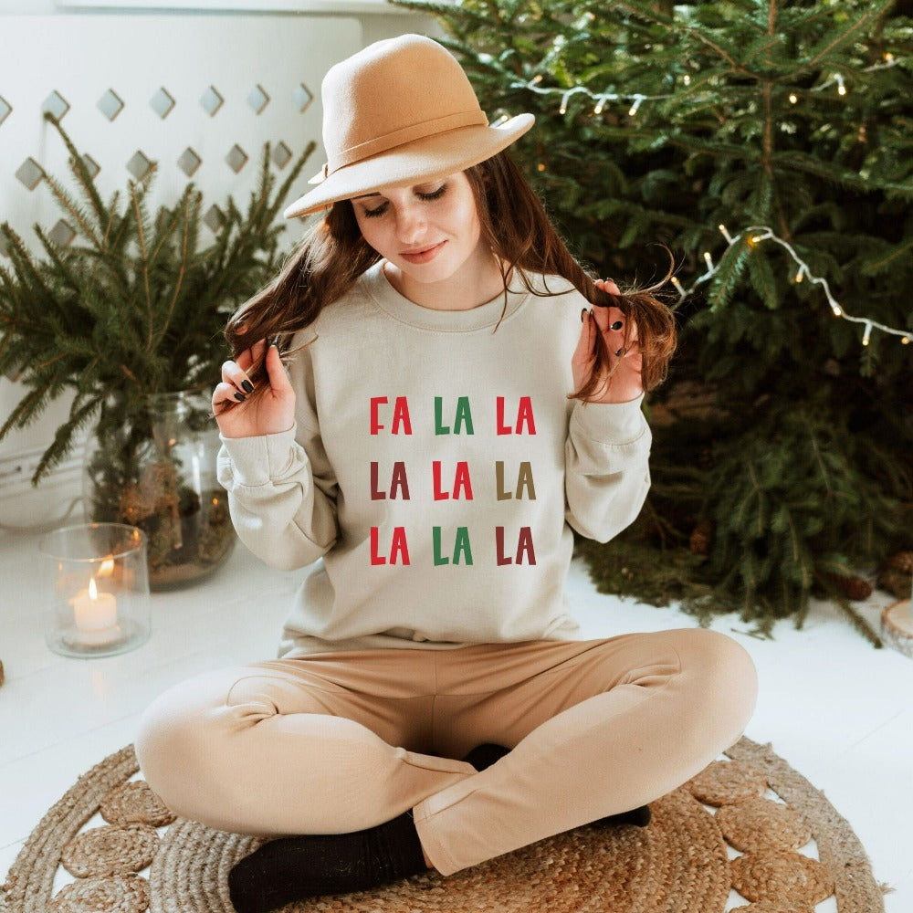 Christmas Sweatshirt, Falala Christmas Jumper, Xmas Stocking Stuffer Gifts for Women, Family Christmas Present Outfit, Holiday Shirt