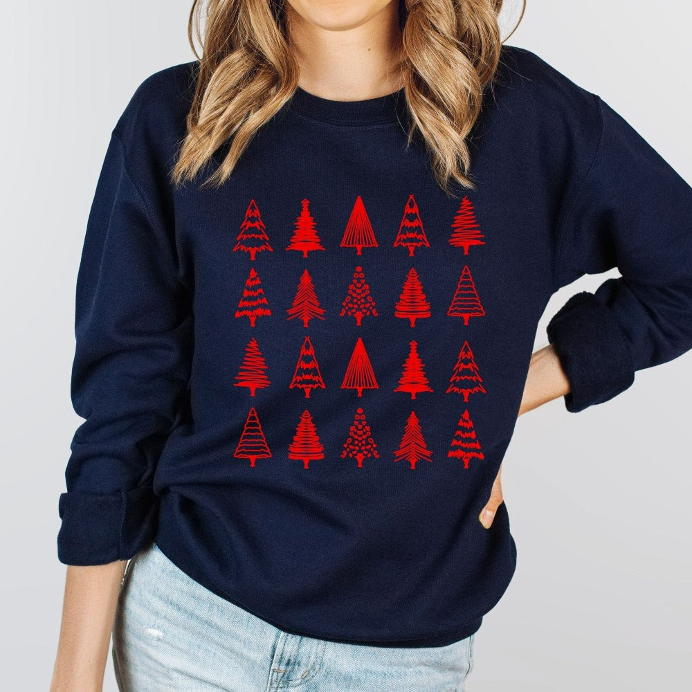 Christmas Sweatshirt for Women, Unisex Family Matching Sweater, Xmas Holiday Gifts for Her, Christmas Tree Shirts, Stocking Stuffer