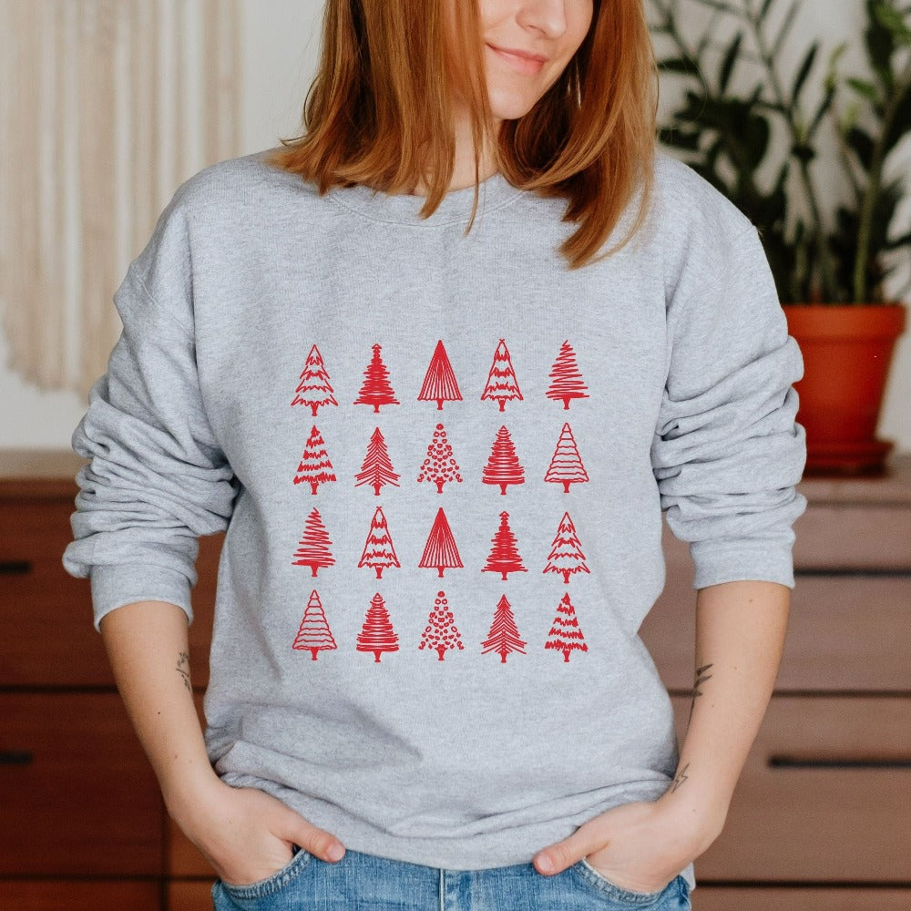 Christmas Sweatshirt for Women, Unisex Family Matching Sweater, Xmas Holiday Gifts for Her, Christmas Tree Shirts, Stocking Stuffer