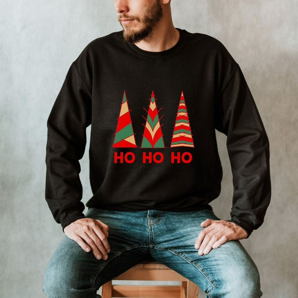 Christmas Sweatshirt, Funny Ho Ho Ho Christmas Sweater for Women, Ugly Sweater Christmas Party Presents, Christmas Tree Santa Top, Christmas Pajamas