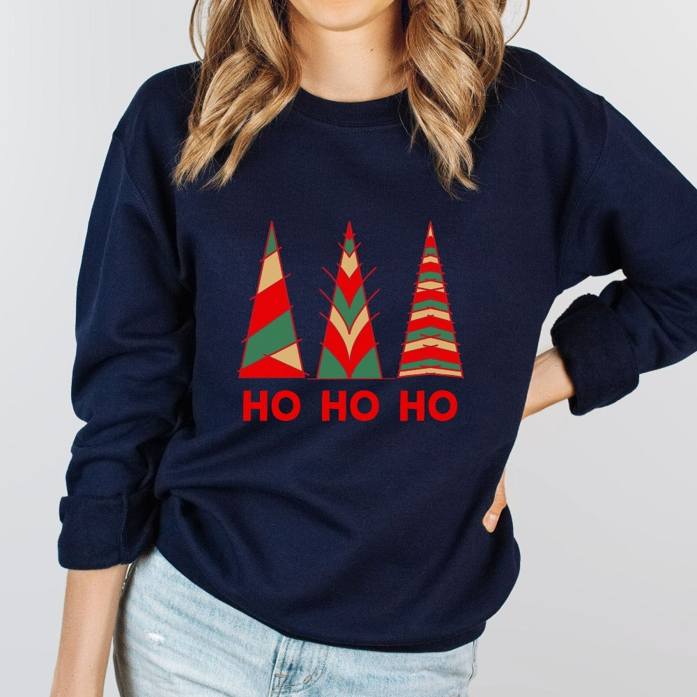 Christmas Sweatshirt, Funny Ho Ho Ho Christmas Sweater for Women, Ugly Sweater Christmas Party Presents, Christmas Tree Santa Top, Christmas Pajamas