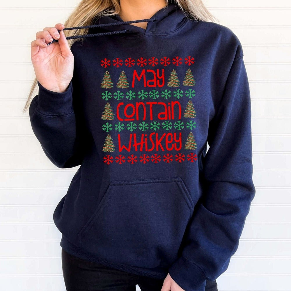 Christmas Sweatshirt, Matching Christmas Party Shirt, Women Holiday Sweater, Whiskey Drinker Shirt, Drinking Party Outfit, Ugly Xmas Sweater
