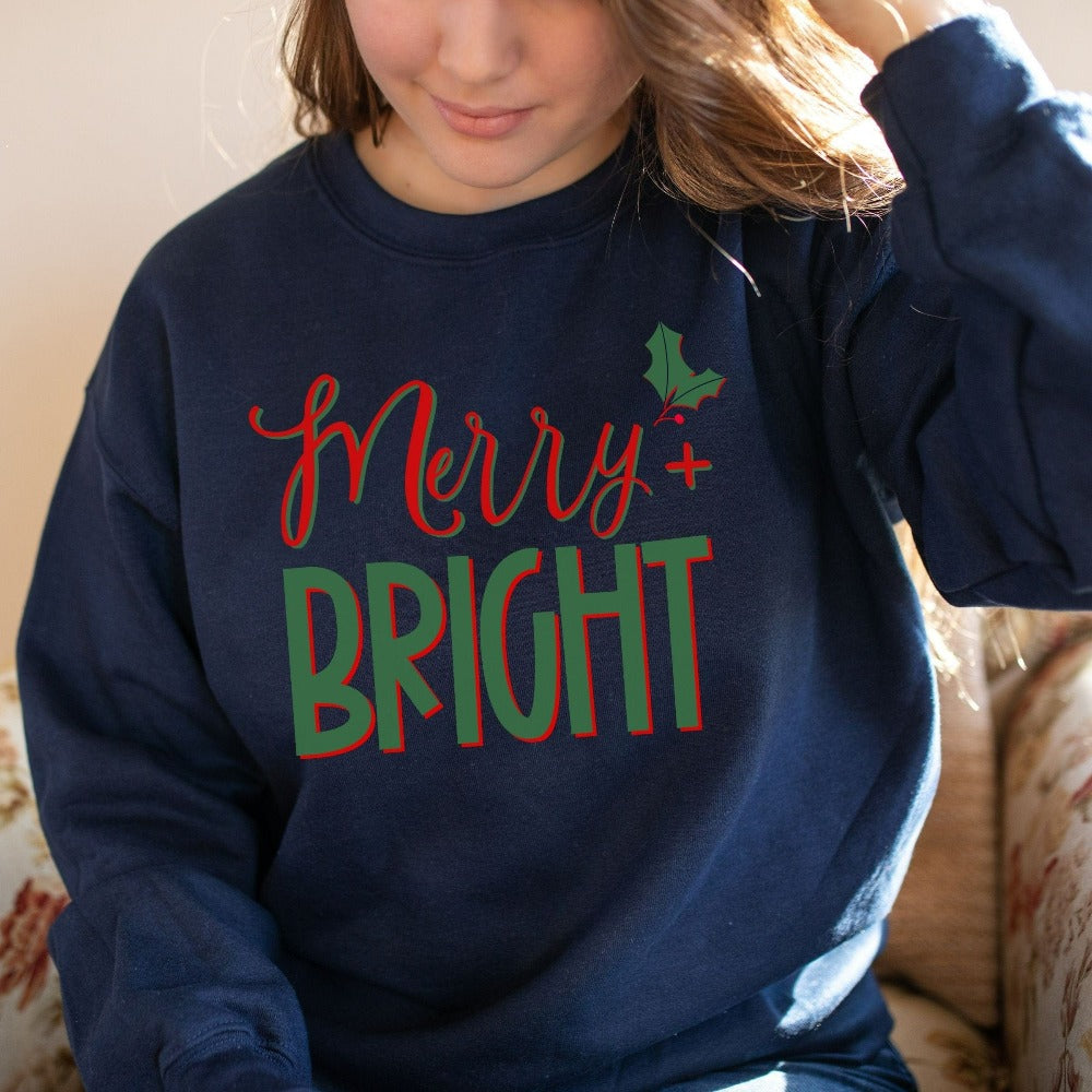 Christmas Sweatshirts, Merry Christmas Shirts, Women's Holiday Tops, Christmas Party Ugly Sweater Outfit, Christmas Gifts for Women 