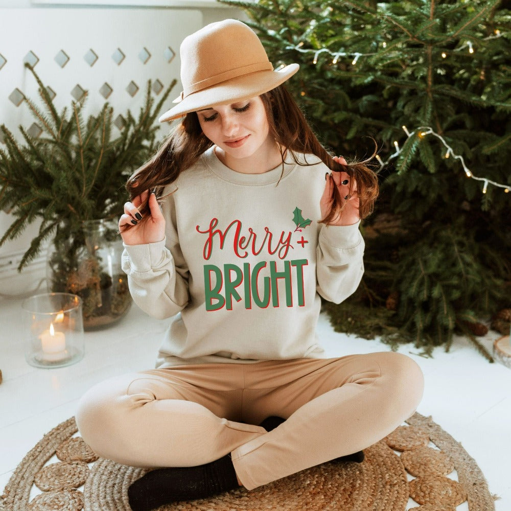 Christmas Sweatshirts, Merry Christmas Shirts, Women's Holiday Tops, Christmas Party Ugly Sweater Outfit, Christmas Gifts for Women 