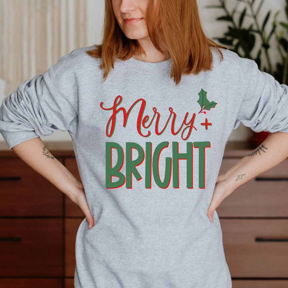 Christmas Sweatshirts, Merry Christmas Shirts, Women's Holiday Tops, Christmas Party Ugly Sweater Outfit, Christmas Gifts for Women 