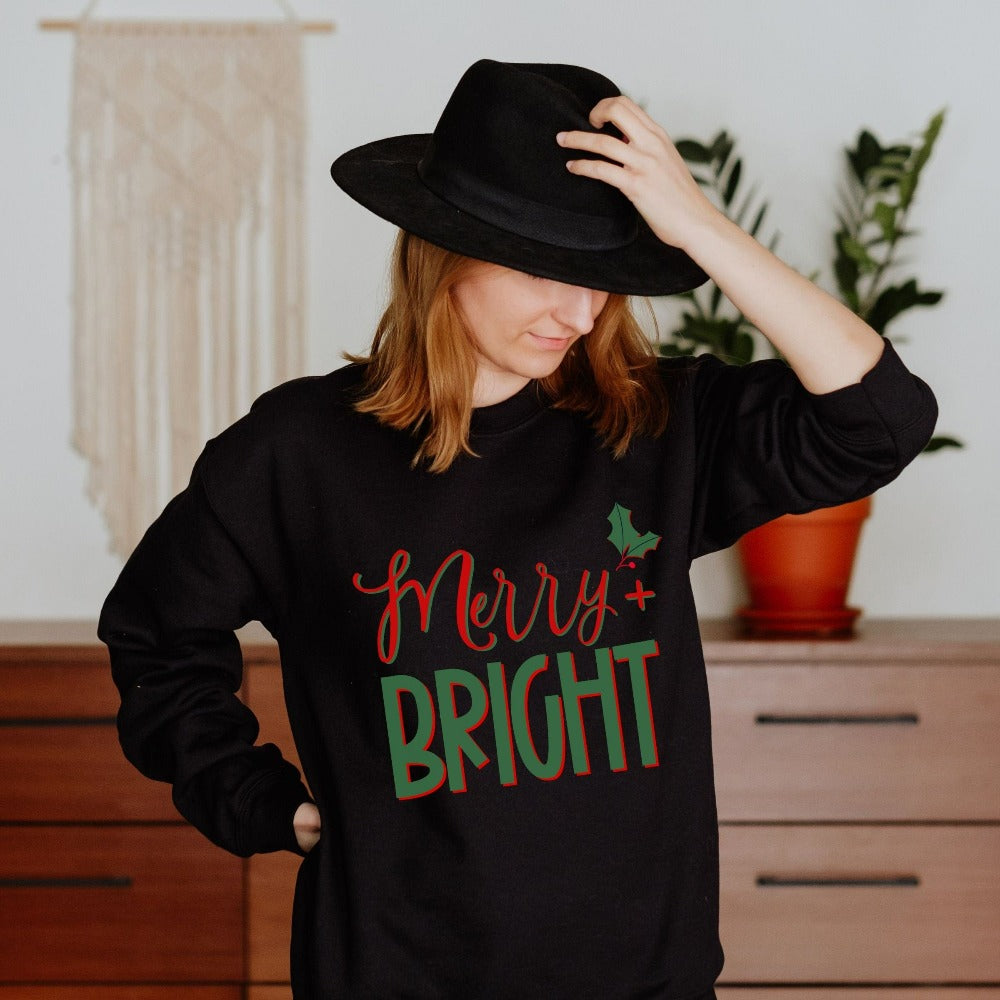 Christmas Sweatshirts, Merry Christmas Shirts, Women's Holiday Tops, Christmas Party Ugly Sweater Outfit, Christmas Gifts for Women 