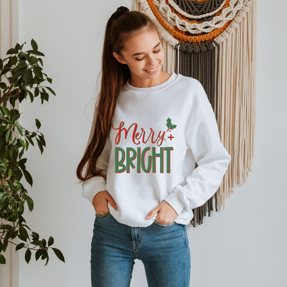 Christmas Sweatshirts, Merry Christmas Shirts, Women's Holiday Tops, Christmas Party Ugly Sweater Outfit, Christmas Gifts for Women 