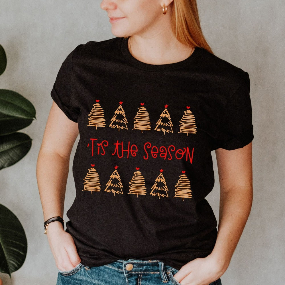 Christmas T-Shirts for Women, Christmas Shirt, Holiday Gifts, Christmas Trees Shirt, Ladies Xmas Pajamas, Christmas Party Tees