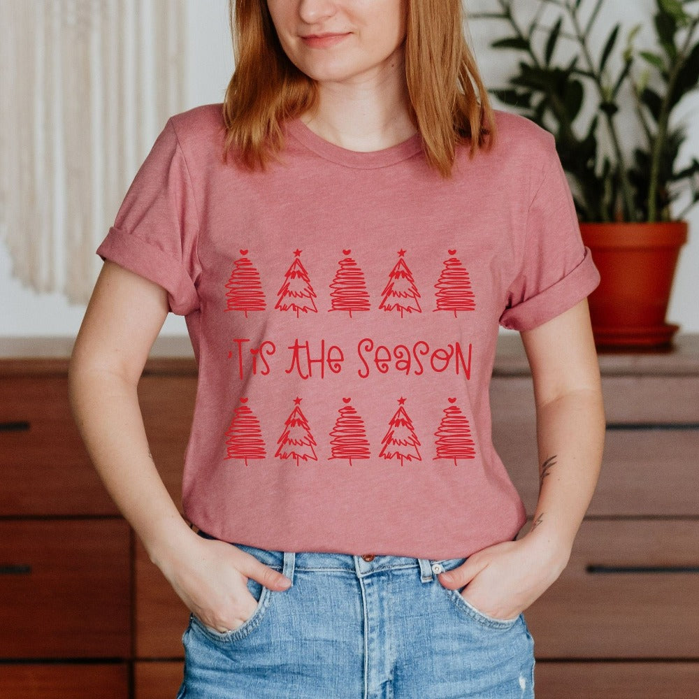 Christmas T-Shirts for Women, Christmas Shirt, Holiday Gifts, Christmas Trees Shirt, Ladies Xmas Pajamas, Christmas Party Tees