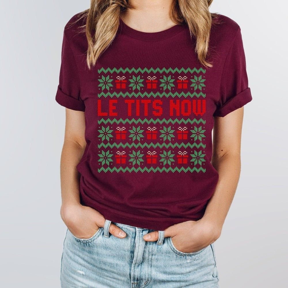 Christmas T-Shirts for Women, Cute Holiday Gift, Xmas Party Matching Outfit, Couple Winter Shirt, Ladies Christmas Tees, Xmas Outfit
