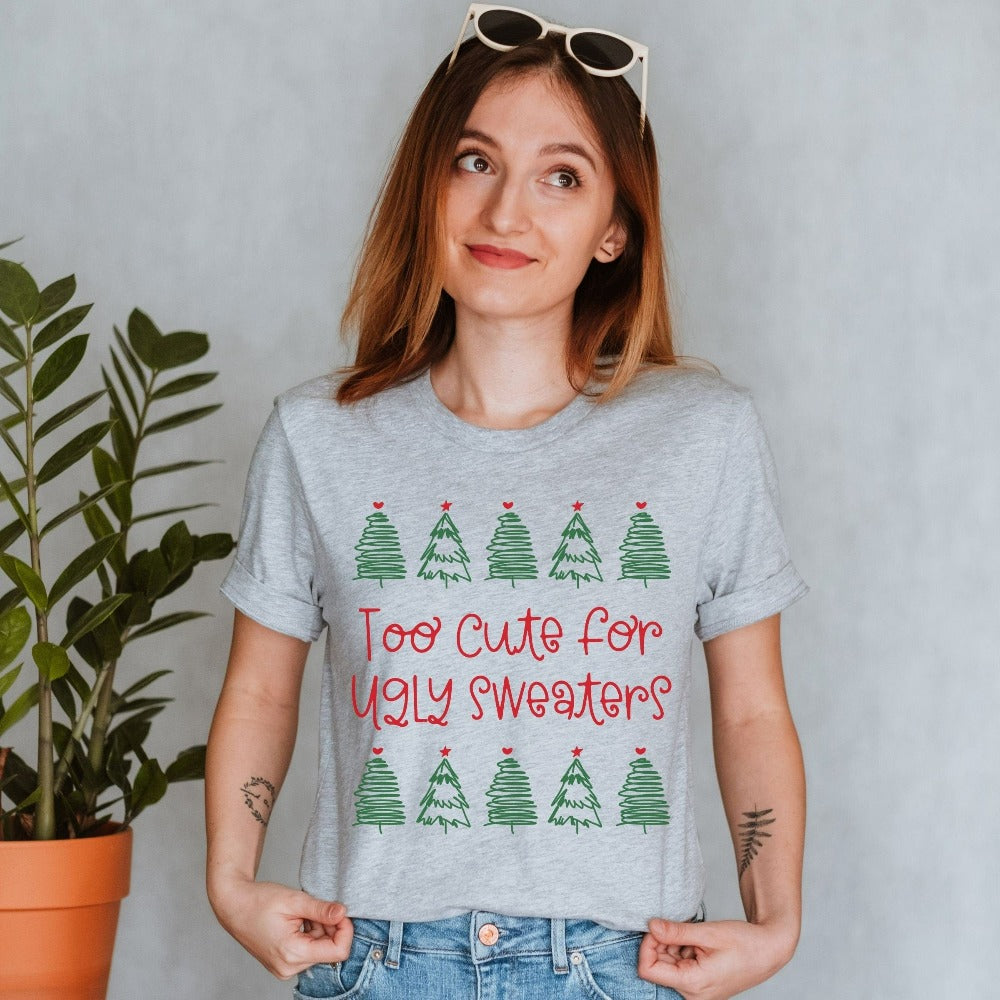 Christmas T-Shirts for Women, Holiday Gift Ideas, Merry Christmas Tree Shirt, Funny Xmas Party Tees for Crew Group Team Staff, Matching Coworker Holiday Tees