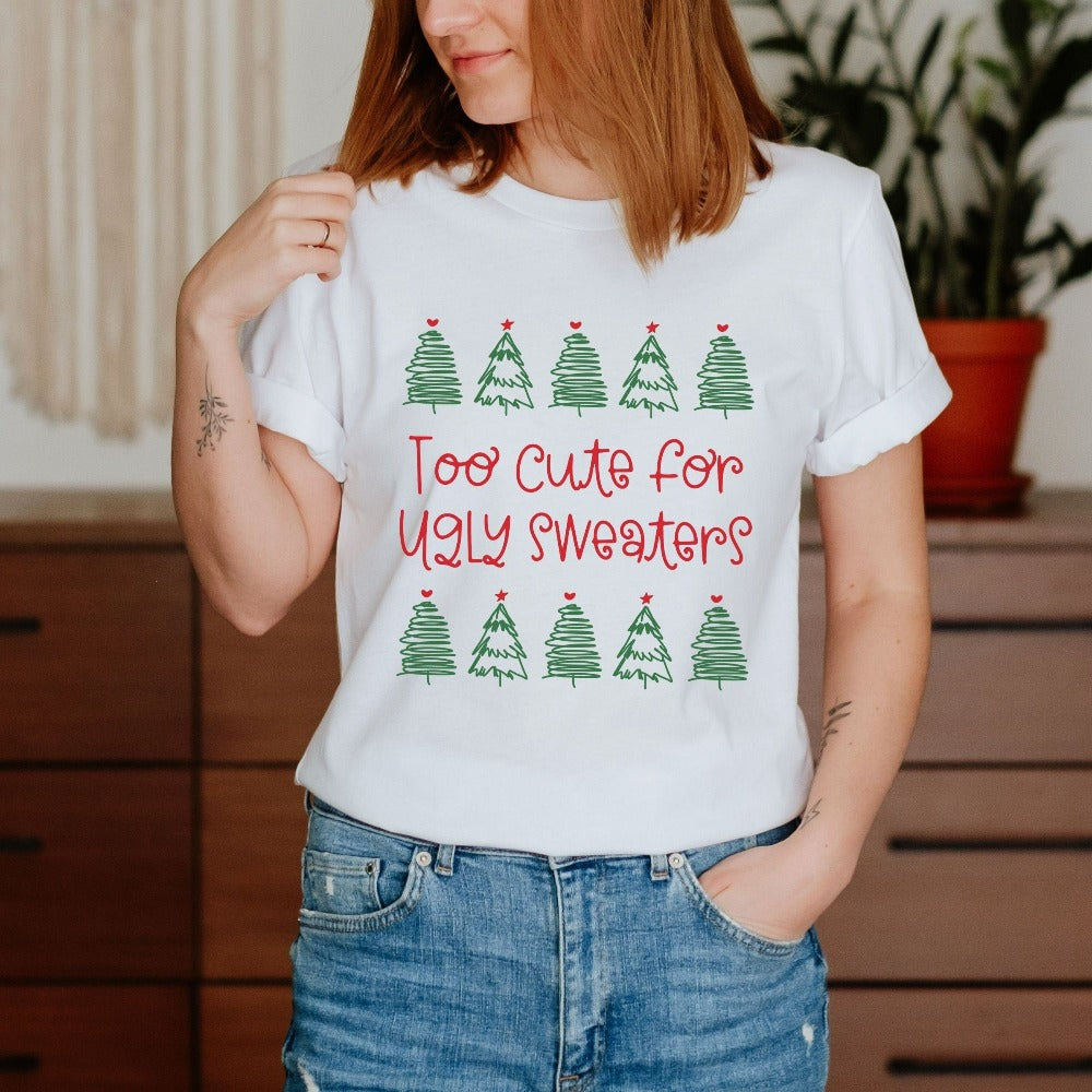 Christmas T-Shirts for Women, Holiday Gift Ideas, Merry Christmas Tree Shirt, Funny Xmas Party Tees for Crew Group Team Staff, Matching Coworker Holiday Tees