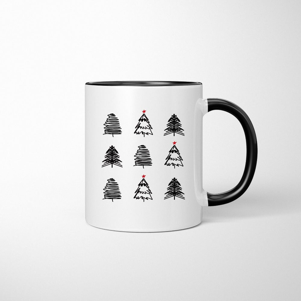 Christmas Tree Coffee Mug, Merry Christmas Holiday Gift Idea, Cute Winter Holiday Season Present, Gift for Her, Family Group Cousin