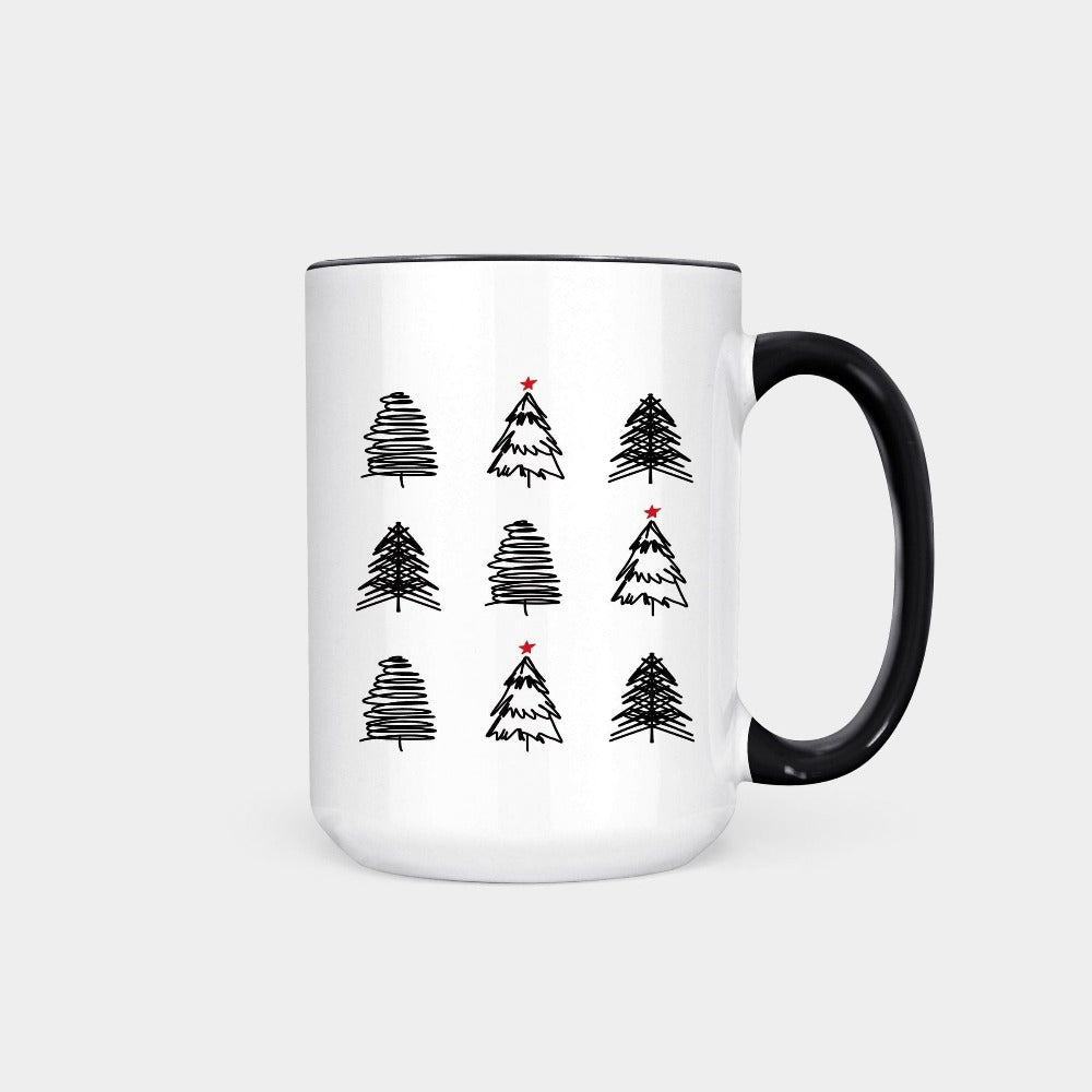 Christmas Tree Coffee Mug, Merry Christmas Holiday Gift Idea, Cute Winter Holiday Season Present, Gift for Her, Family Group Cousin 