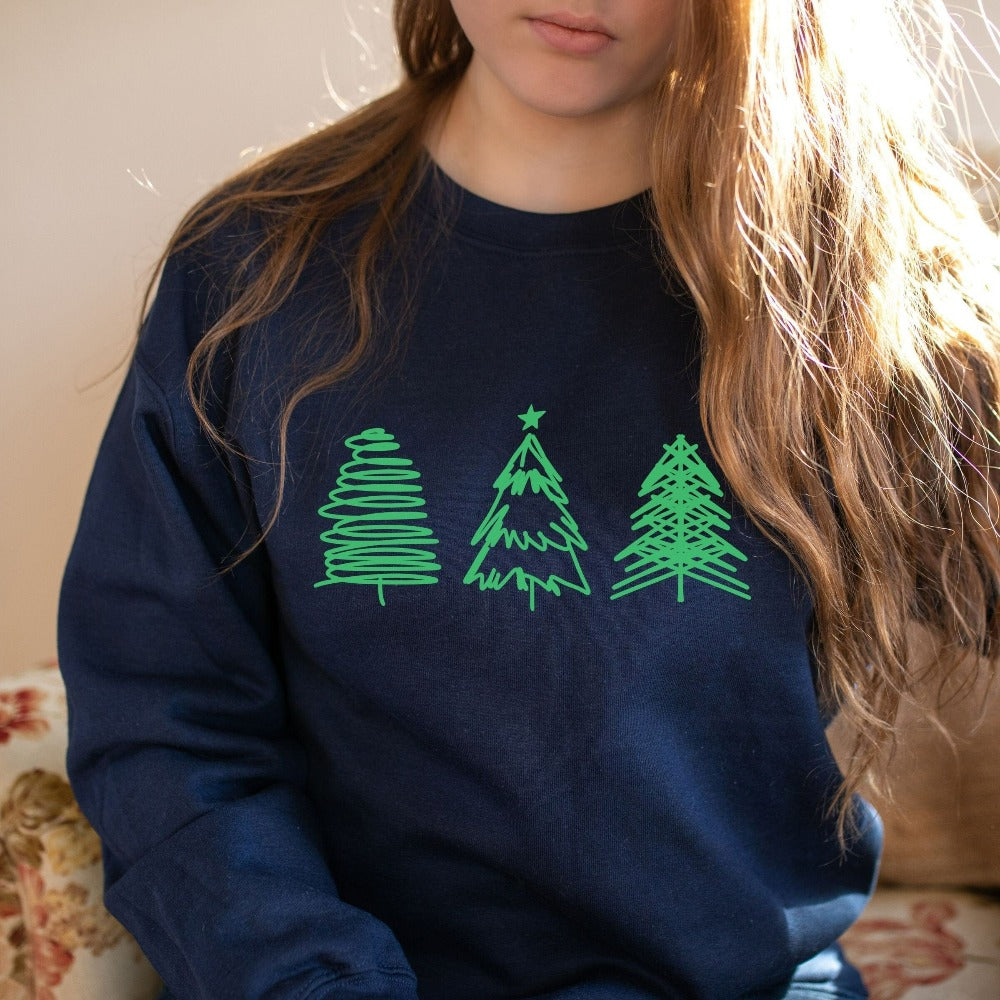 Christmas Tree Sweatshirt, Merry Christmas Present, Xmas Party Outfit, Winter Holiday Season Sweater for Women, Girlfriend Gift Idea