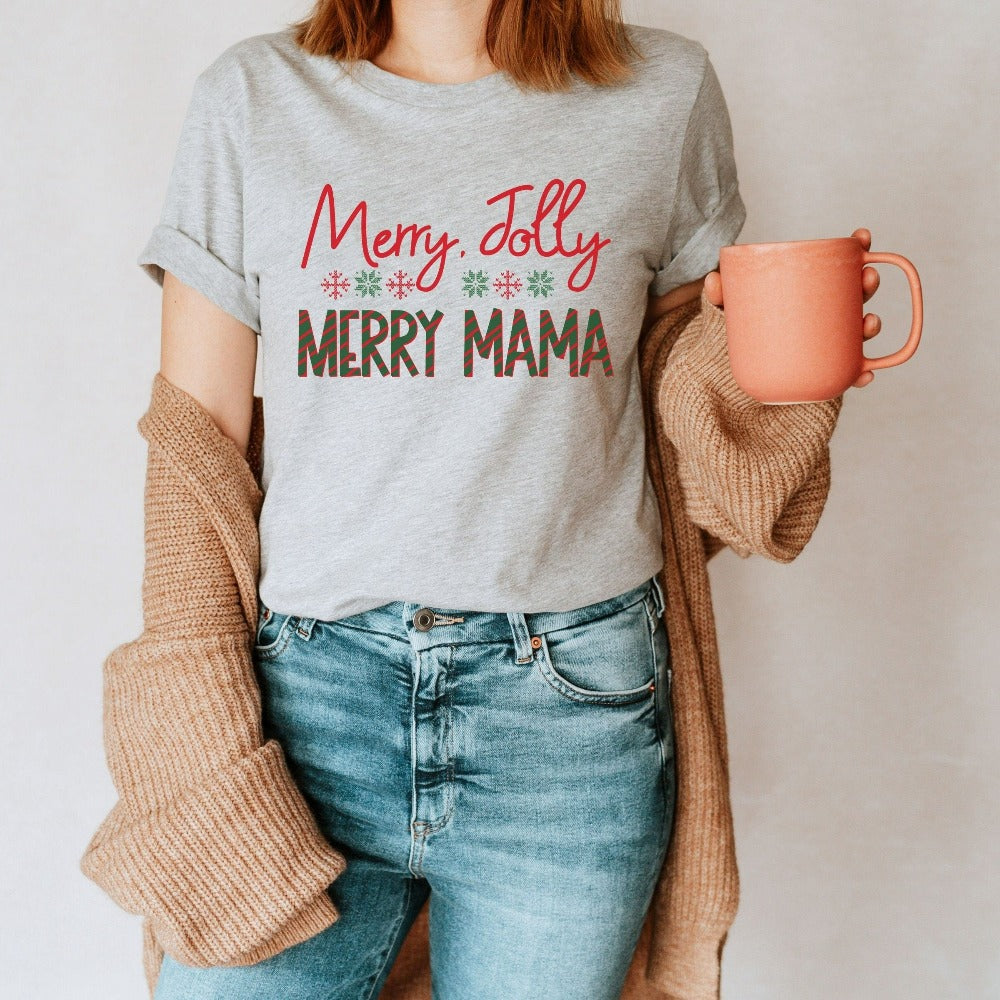 Christmas TShirt for Mom, Mama Christmas Shirt, Mom Xmas Tees, Matching Christmas Party Outfit, Holiday Christmas Tees for New Mom Mother