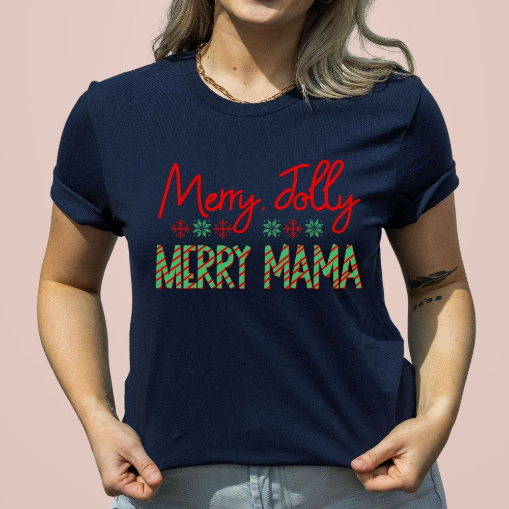Christmas TShirt for Mom, Mama Christmas Shirt, Mom Xmas Tees, Matching Christmas Party Outfit, Holiday Christmas Tees for New Mom Mother