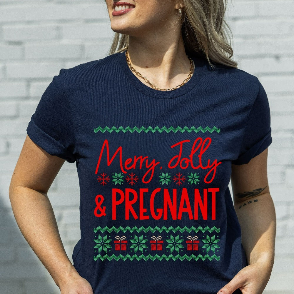 Christmas TShirt for Women New Mom, Cute Xmas Pregnancy Shirt, Christmas Baby Shower Gift Ideas, Holiday Baby Reveal Outfit, Future Mother Holiday T-Shirt