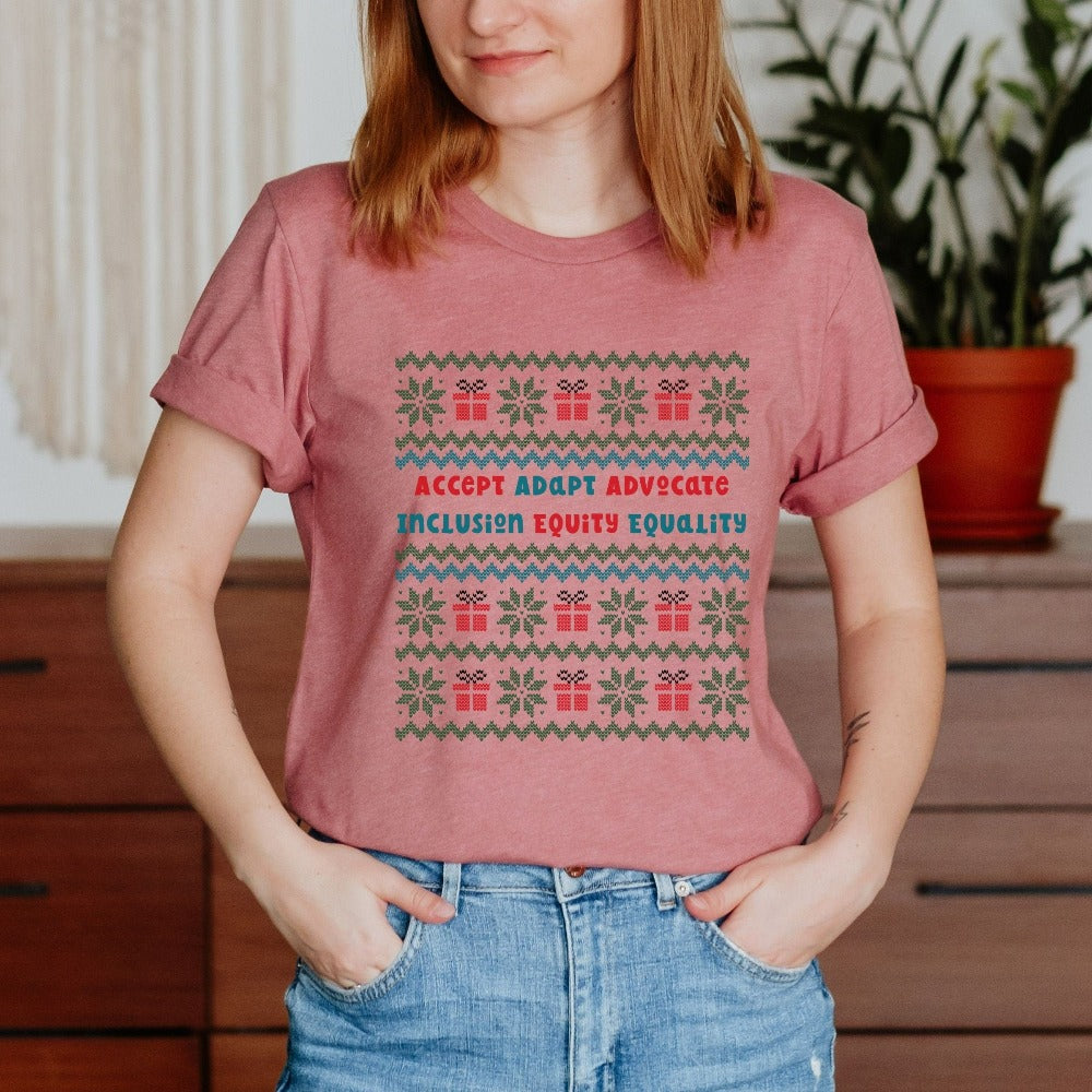 Christmas Tshirts for SPED Teacher, Inspirational Teacher Holiday T-shirt, Xmas Appreciation Gift for RBT, Xmas Winter Tees for Mom